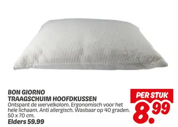 Aanbieding: Bon giorno traagschuim hoofdkussen
