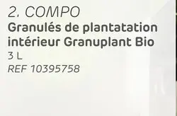 Offre: Granuplant bio compo pour plantes d’intérieur 3l
