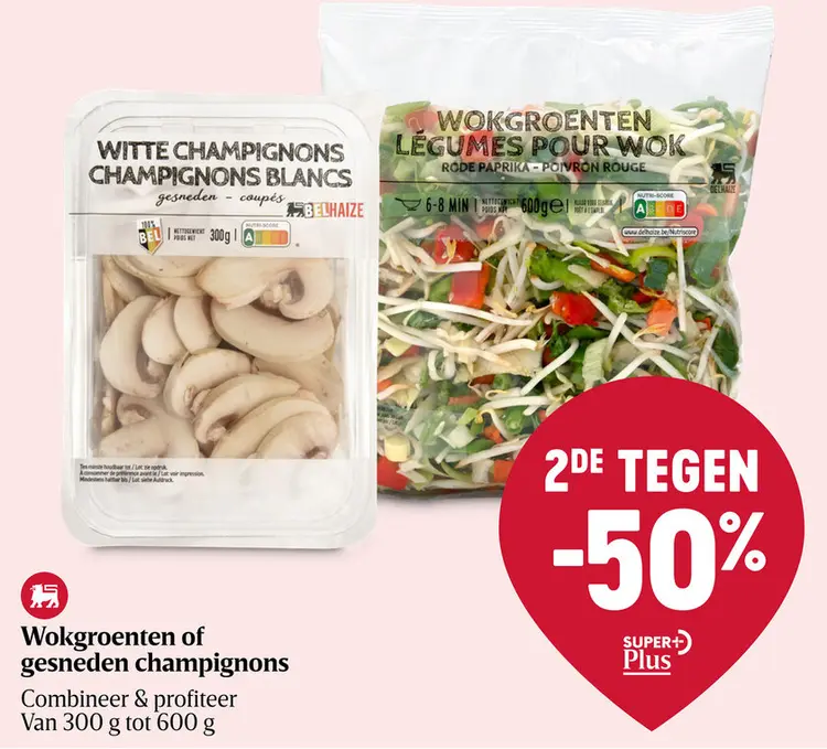 Aanbieding: Wokgroenten of gesneden champignons
