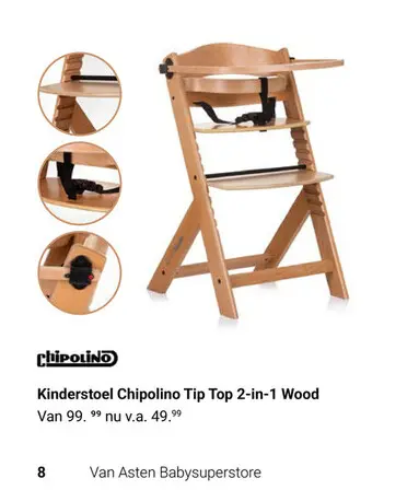 Aanbieding: Kinderstoel Chipolino Tip Top 2-in-1 Wood