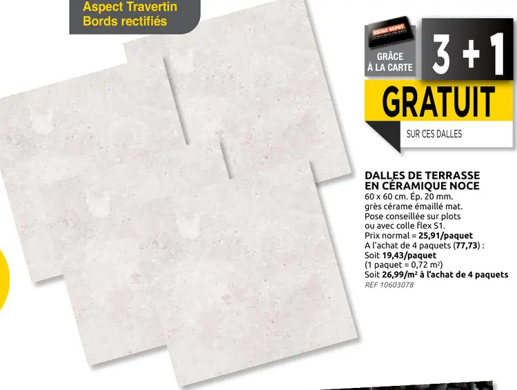 Offre: Dalles de terrasse en céramique noce