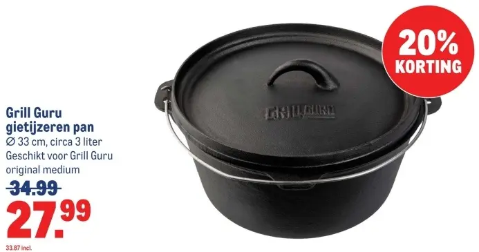 Aanbieding: gietijzeren pan