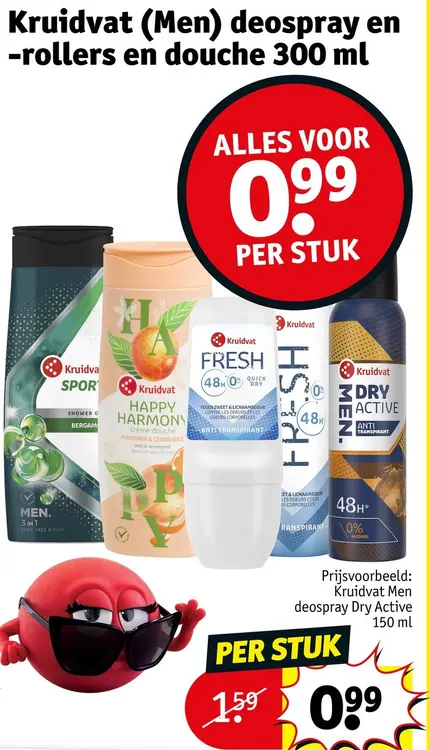Promotie: Kruidvat deospray en -rollers en douche