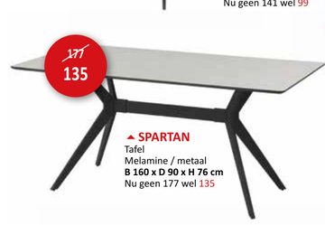 Aanbieding: Tafel Spartan 160x90cm