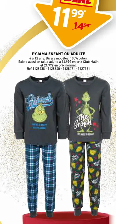 Offre: Pyjama enfant ou adulte