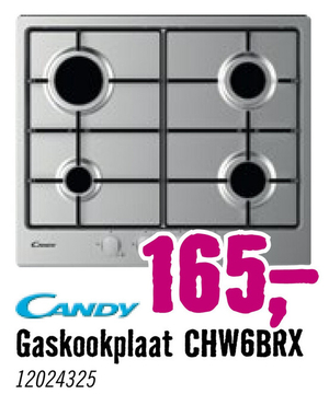 Aanbieding: Candy Gaskookplaat CHW6BRX NL 