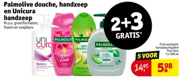 Aanbieding: Palmolive douche, handzeep en Unicura handzeep