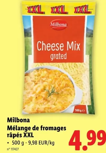 Offre: Mélange de fromages râpés XXL