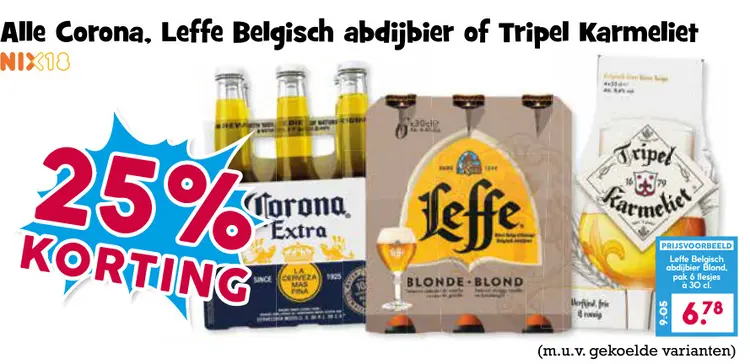 Aanbieding: Corona, Leffe Belgisch abdijbier of Tripel Karmeliet