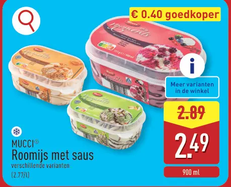 Promotie: Roomijs met saus