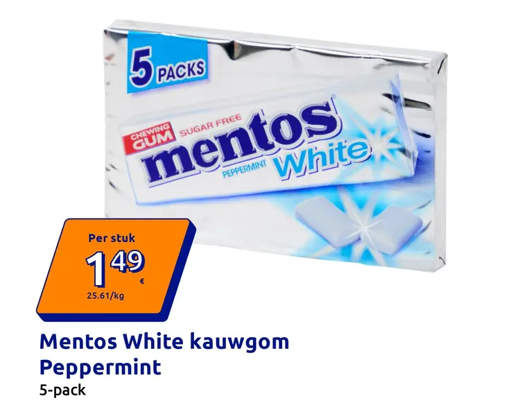 Aanbieding: Mentos White kauwgom Peppermint