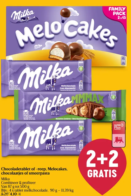 Promotie: Chocoladetablet of -reep, Melocakes, chocolaatjes of smeerpasta
