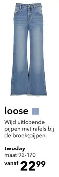 Aanbieding: TwoDay loose fit meisjes jeans wijde pijpen blauw