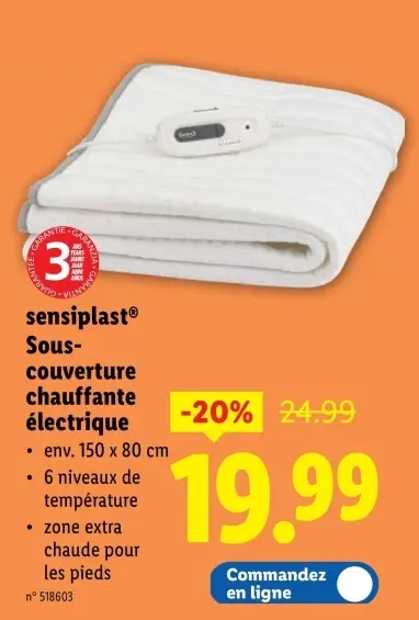 Offre: Sous-couverture chauffante électrique
