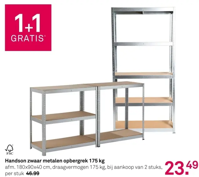 Aanbieding: Zwaar metalen opbergrek 175 kg