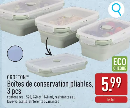 Offre: Boîtes de conservation pliables