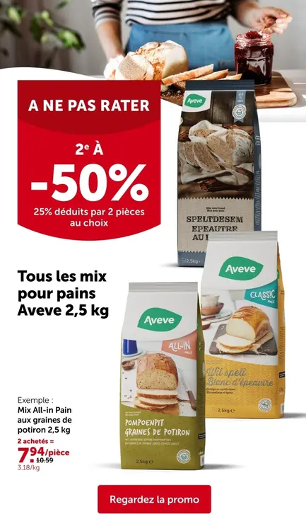 Offre: Tous les mix pour pains Aveve