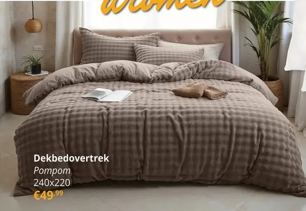 Promotie: Dekbedovertrek POMPOM 240 Taupe