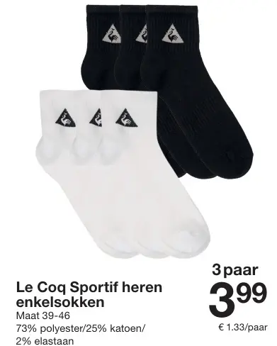 Aanbieding: Le Coq Sportif heren enkelsokken