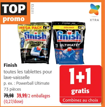 Offre: Finish toutes les tablettes pour lave-vaisselle