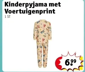 Promotie: Kinderpyjama met Voertuigenprint