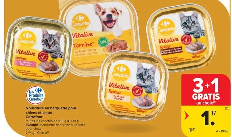 Offre: Nourriture en barquette pour chiens et chats