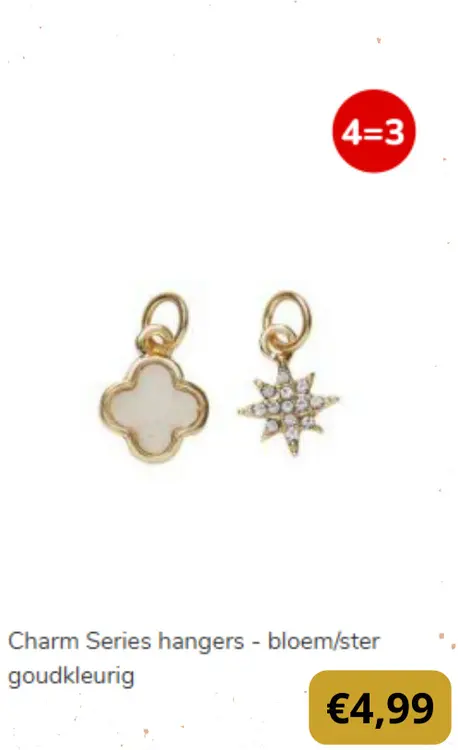 Aanbieding: Charm series hangers - Bloem/ster goudkleurig