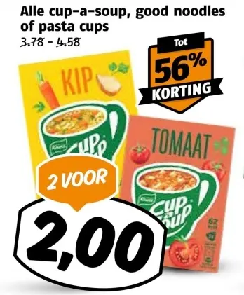 Aanbieding: Cup-a-soup, good noodles of pasta cups