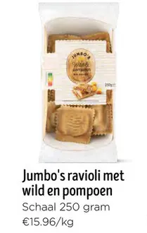 Promotie: ravioli met wild en pompoen