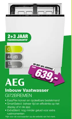 Aanbieding: AEG GI72BREMEN 7000 WaterSavings Inbouw Vaatwasser