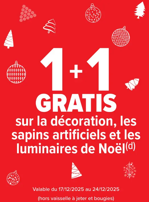Offre: Décoration, sapins artificiels et luminaires de Noël