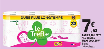 Offre: PAPIER TOILETTE "LE TRÈFLE MAXI DOUCEUR"