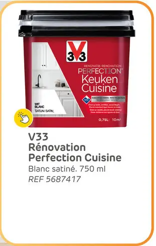 Offre: Peinture cuisine v33 rénovation perfection blanc satiné 750ml