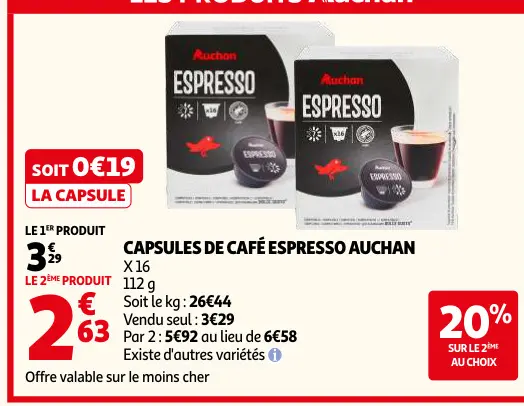 Offre: Capsules de café espresso