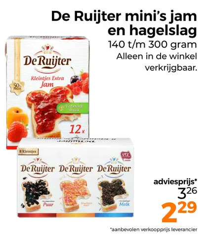 Aanbieding: De Ruijter mini's jam en hagelslag