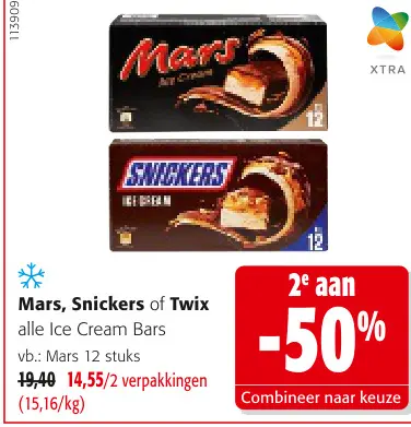 Promotie: Mars, Snickers of Twix alle Ice Cream Bars