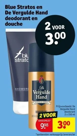 Aanbieding: Blue Stratos en De Vergulde Hand deodorant en douche
