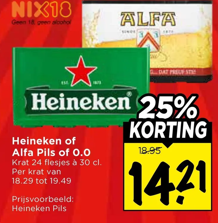 Aanbieding: Heineken of Alfa Pils of 0.0