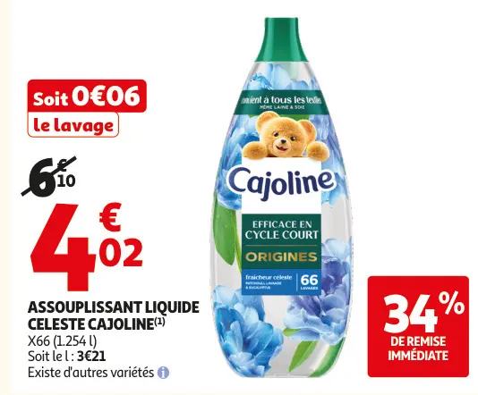 Promotie: Assouplissant liquide celeste
