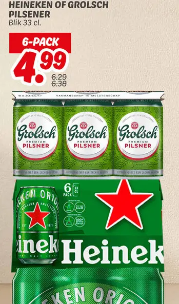 Aanbieding: Heineken of Grolsch pilsener