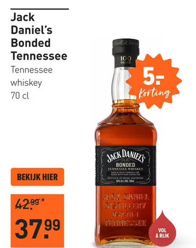 Aanbieding: Jack Daniel's Bonded Tennessee 70CL