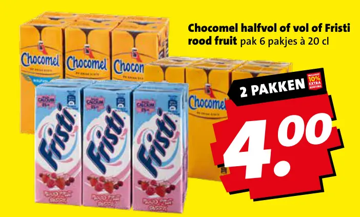Aanbieding: Chocomel halfvol of vol of Fristi rood fruit
