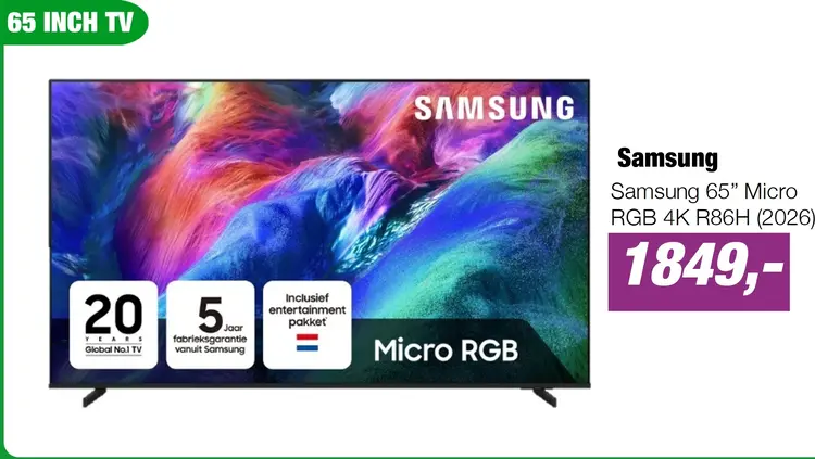 Aanbieding: Samsung 65” Micro RGB 4K R86H (2026)