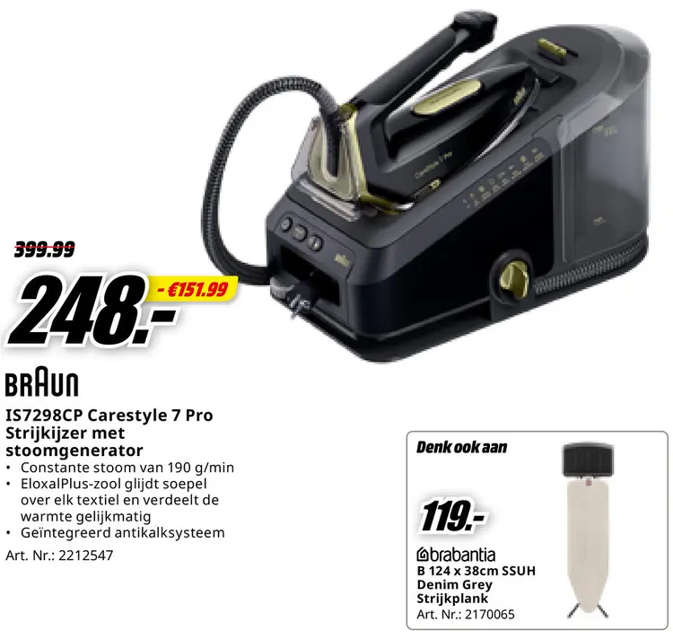 Promotie: IS7298CP Carestyle 7 Pro Strijkijzer met stoomgenerator
