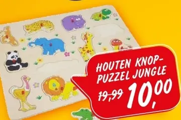 Aanbieding: HOUTEN KNOP-PUZZEL JUNGLE