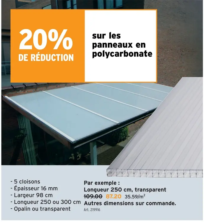 Offre: Panneaux en polycarbonate