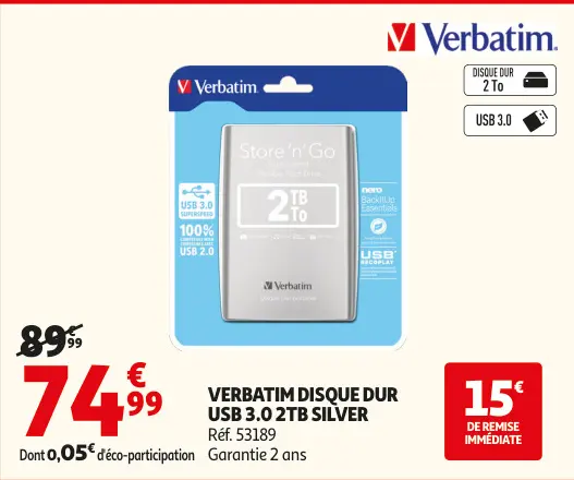 Promotie: Disque dur usb 3.0 2tb silver