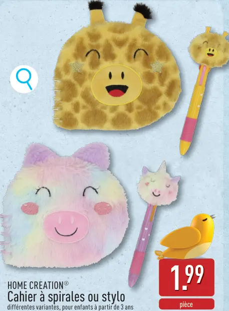 Offre: Cahier à spirales ou stylo