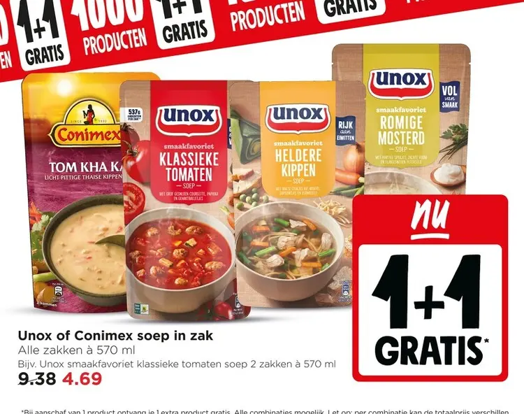 Aanbieding: Unox of Conimex soep in zak