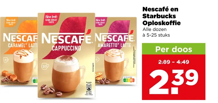 Aanbieding: Nescafé en Starbucks Oploskoffie